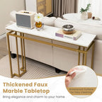 Costway 47 Faux Marble Top Console Table Modern Entryway Table with - See Details