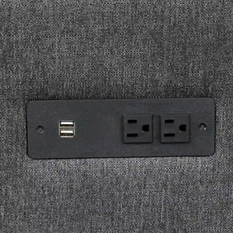 Sectional Sofa Cloud Sofa, Chenille Upholstered Sofa Couch with Movable Ottoman Charging Ports and 3 Back Pillows