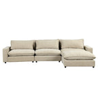 Sectional Sofa Cloud Sofa, Chenille Upholstered Sofa Couch with Movable Ottoman Charging Ports and 3 Back Pillows