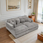 82 W Plush Corduroy Modular Sectional Sofa with Chaise Lounge