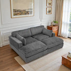 82 W Plush Corduroy Modular Sectional Sofa with Chaise Lounge