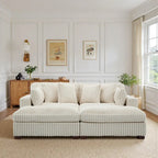 82 W Plush Corduroy Modular Sectional Sofa with Chaise Lounge