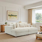 82 W Plush Corduroy Modular Sectional Sofa with Chaise Lounge