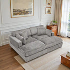 82 W Plush Corduroy Modular Sectional Sofa with Chaise Lounge
