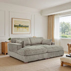 82 W Plush Corduroy Modular Sectional Sofa with Chaise Lounge