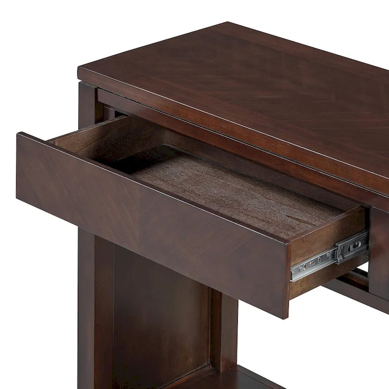 55 Rustic Console Table with Drawers and Open Shelf for Living Room