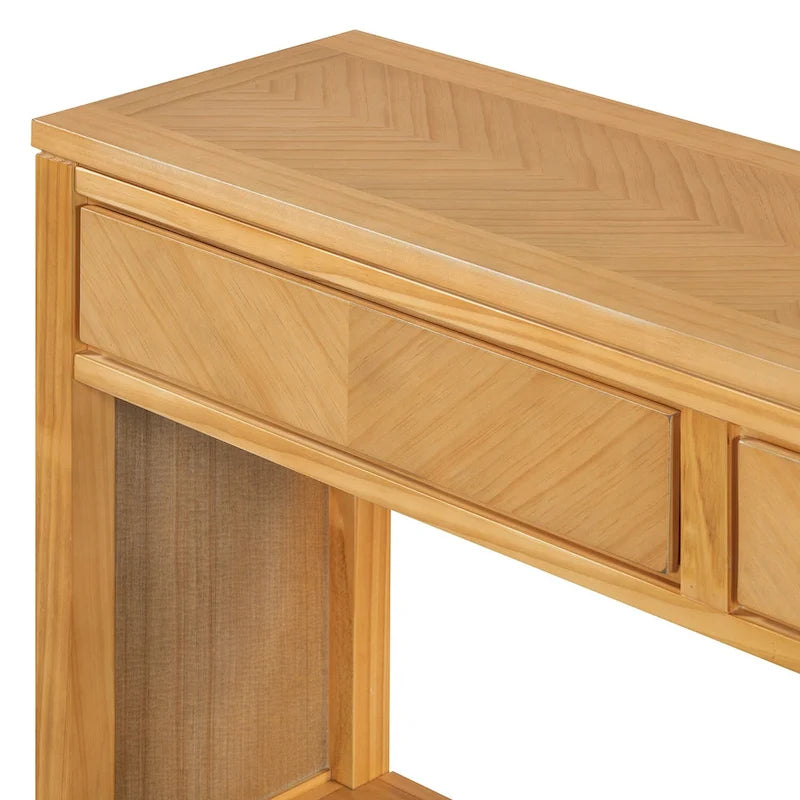 55 Rustic Console Table with Drawers and Open Shelf for Living Room