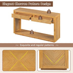 55 Rustic Console Table with Drawers and Open Shelf for Living Room
