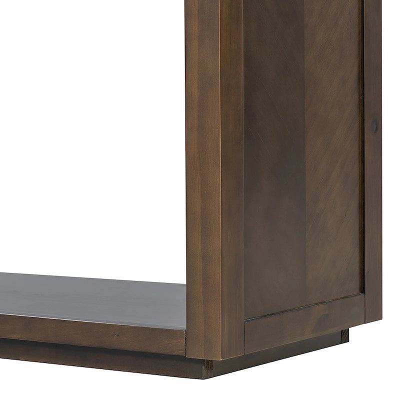 55 Rustic Console Table with Drawers and Open Shelf for Living Room