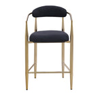 Bar Stools Set of 2, Counter Height Chairs with Upholstered Back, Kitchen Island Chairs with Arm and Metal Legs