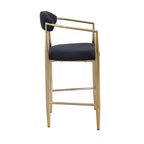 Bar Stools Set of 2, Counter Height Chairs with Upholstered Back, Kitchen Island Chairs with Arm and Metal Legs