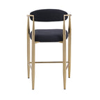 Bar Stools Set of 2, Counter Height Chairs with Upholstered Back, Kitchen Island Chairs with Arm and Metal Legs