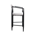 Bar Stools Set of 2, Counter Height Chairs with Upholstered Back, Kitchen Island Chairs with Arm and Metal Legs