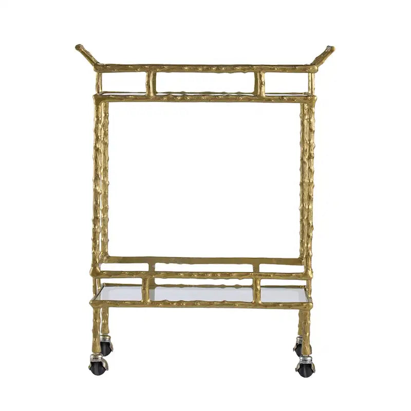 Two-Tiered Twig Bar Cart - 30 - Gold and Silver