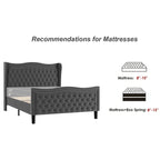 King Size Modern Style Velvet Platform Bed with Upholstered Headboard for Bedroom