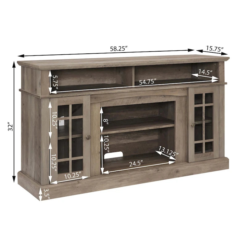 58 Classic TV Stand with Open & Closed Storage for TVs Up to 65