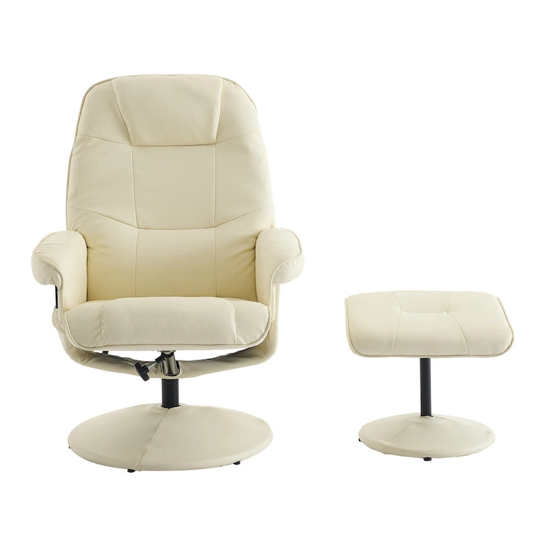 PU Leather 360 Swivel Massage Recliner Chair with Ottoman, Massage and Heated Seat, 140 Adjustable Backrest