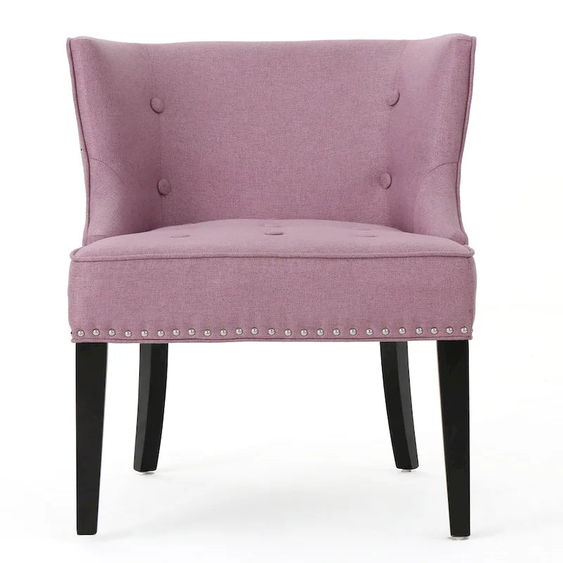 Lavender PUrple Modern 28 Accent Chair with Button Tufted Waffle Stitching and Nailheads