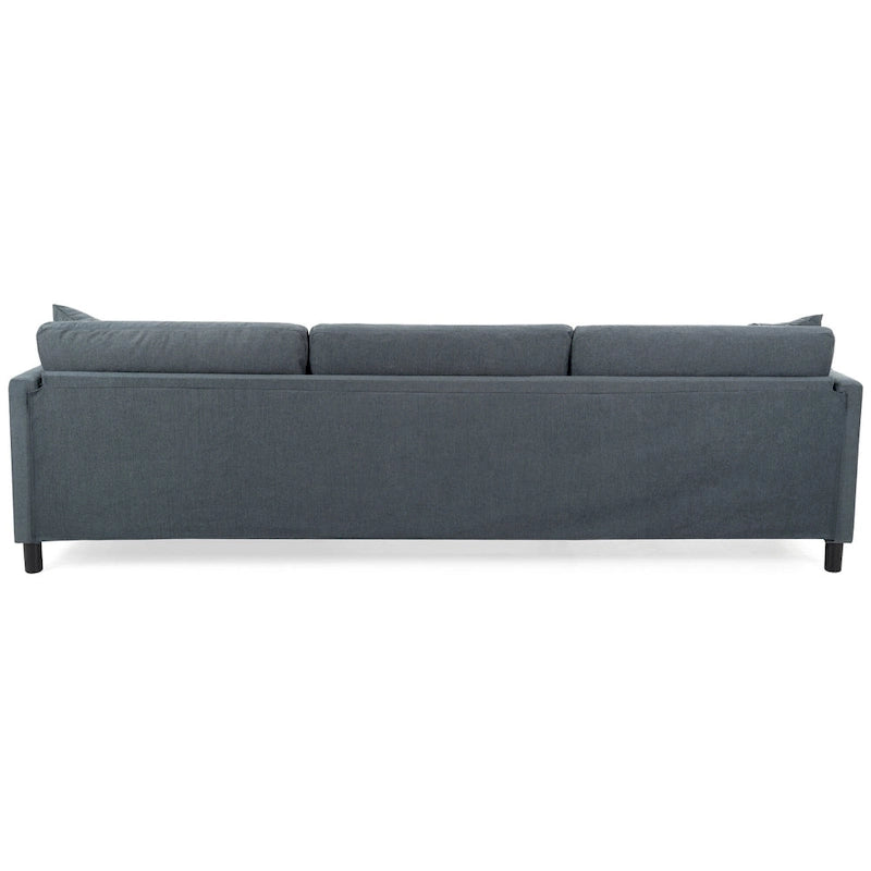 Grey 107.87 Removable Cushion 4 Seater Sectional Sofa with Movable Ottoman, Storage Armrest Bag