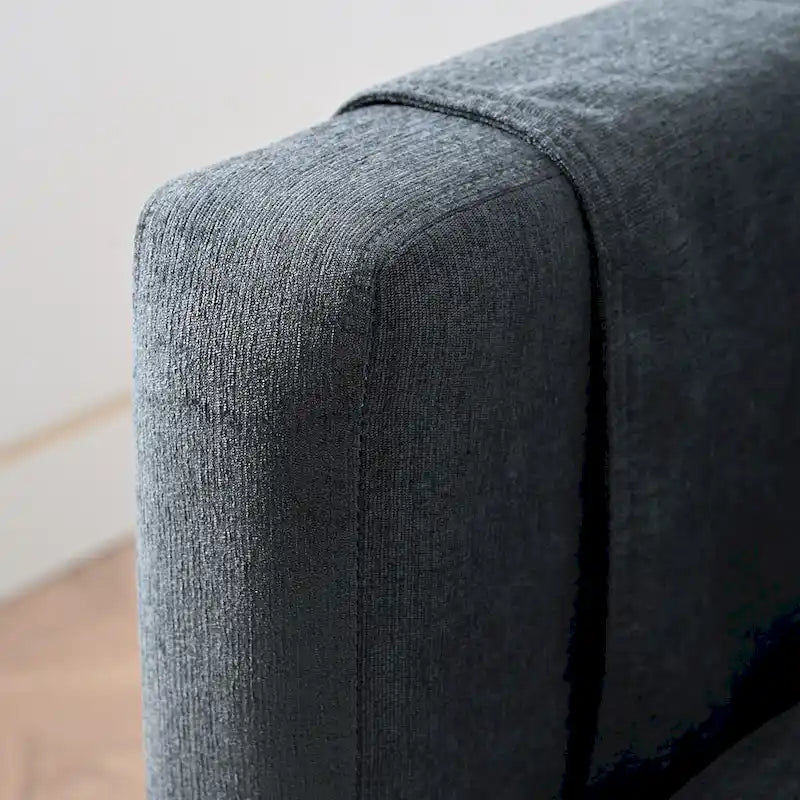 Grey 107.87 Removable Cushion 4 Seater Sectional Sofa with Movable Ottoman, Storage Armrest Bag