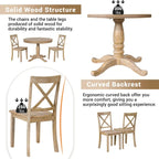 Natural Wood Wash 5-Piece Wooden Dining Table Set with Expandable Round Table & 4 Chairs