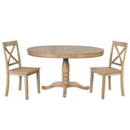 Natural Wood Wash 5-Piece Wooden Dining Table Set with Expandable Round Table & 4 Chairs