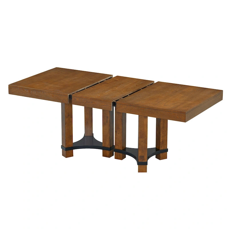 Rustic Style 7-Piece Extendable Dining Table Set with Removable Leaf, 2 Arm Chairs and 4 Armless Chairs