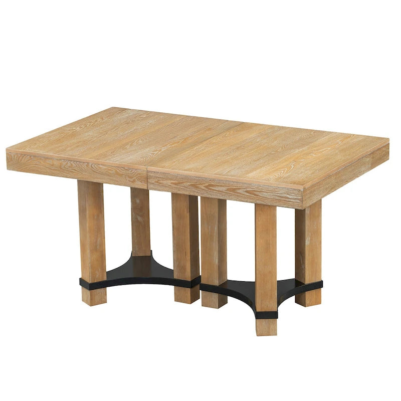 Rustic Style 7-Piece Extendable Dining Table Set with Removable Leaf, 2 Arm Chairs and 4 Armless Chairs