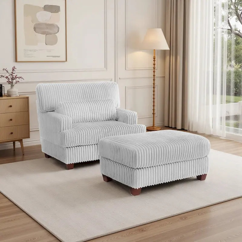 Oversized Chaise Longue Accent Chair with Ottoman