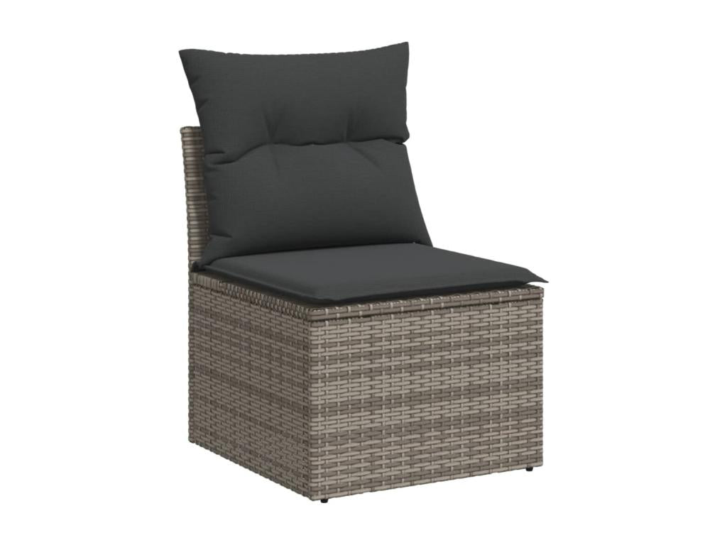 8-piece garden furniture set with grey resin wicker cushions 88192UDXZ