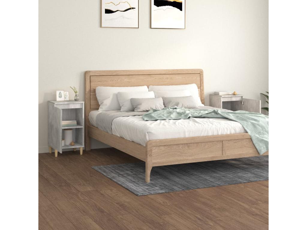 Bedside tables, 2 pcs, concrete grey, 40x35x70, engineered wood, 21078SYYN