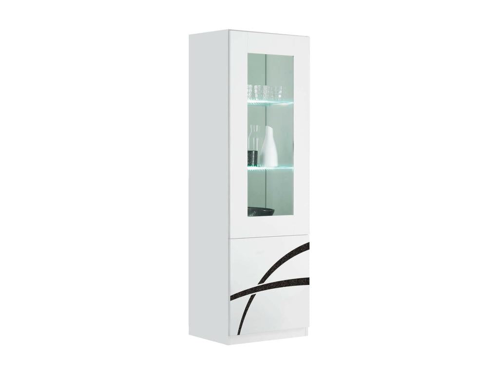 Maisonpuretop - Right-Hand Display Cabinet with 1 Door, Glossy White Lacquered Finish 06436FYXD