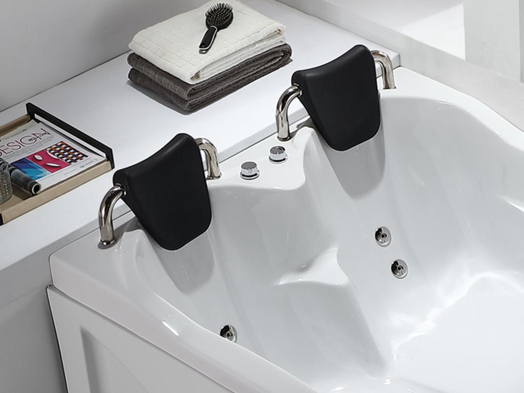 White whirlpool bathtub - 2-person capacity - 385 L - 181x121x65 cm - Left-hand corner - Maisonpuretop 08331JXBQ