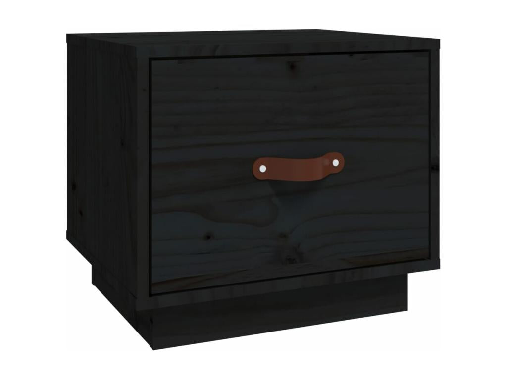 Black bedside table, 40x34x35 cm, solid pine wood, 21758ZITA