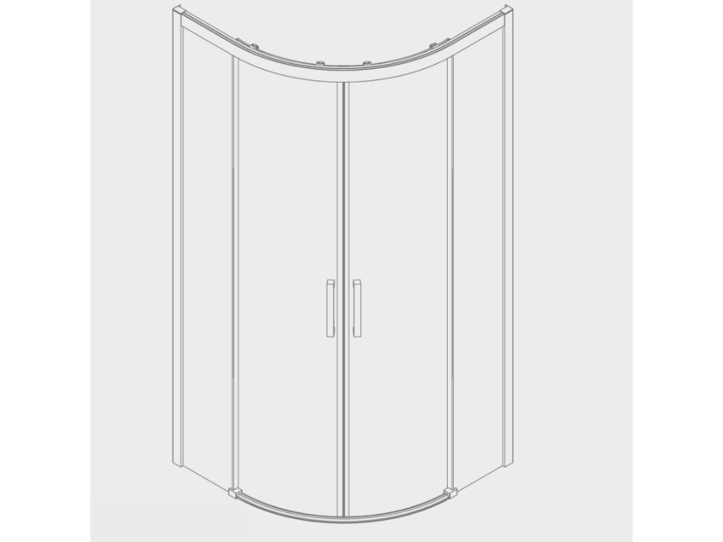 Semi-circular shower enclosure with 2 fixed glass panels and 2 sliding doors, S400 screen-printed glass, 90x90 cm, 55cm radius, 73302EKTZ