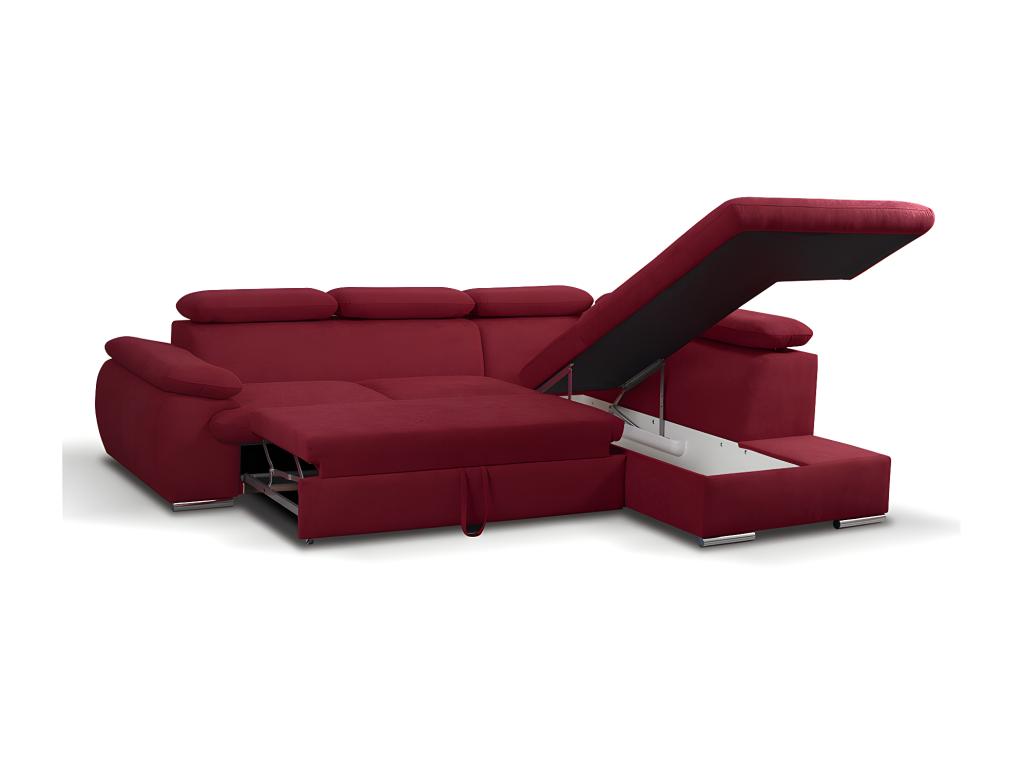 Maisonpuretop 77416REVQ Right-Hand Corner Sofa Bed in Red Fabric with Storage