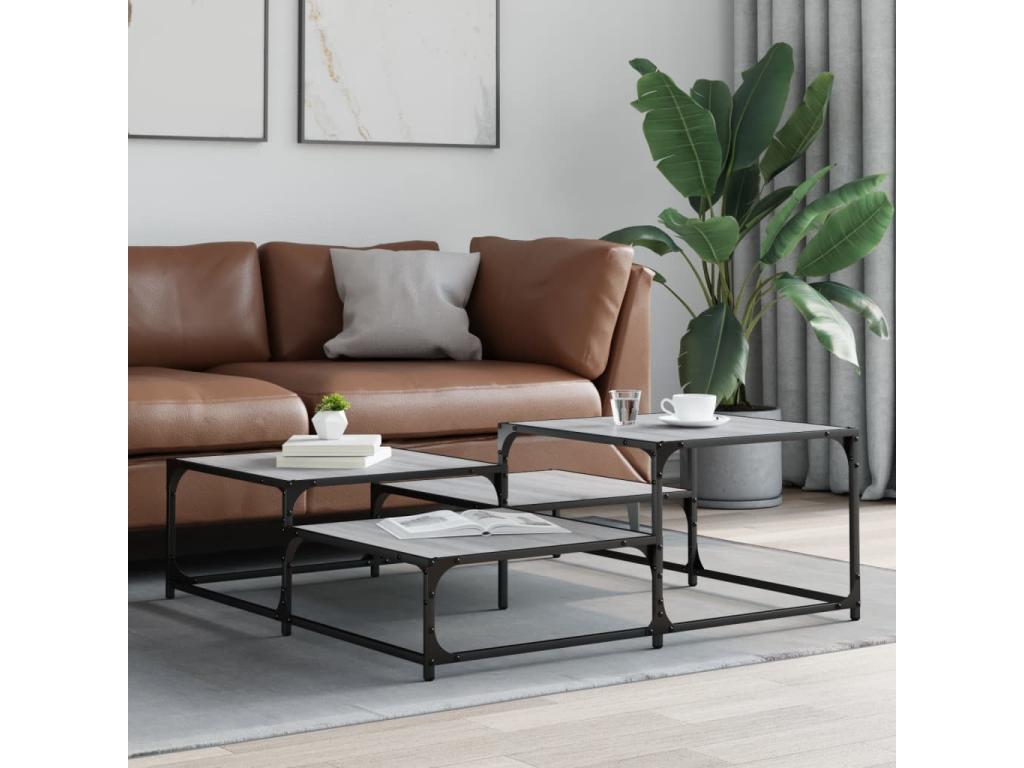 Maisonpuretop grey coffee table 107x107x40 cm engineered wood 86329NBUF