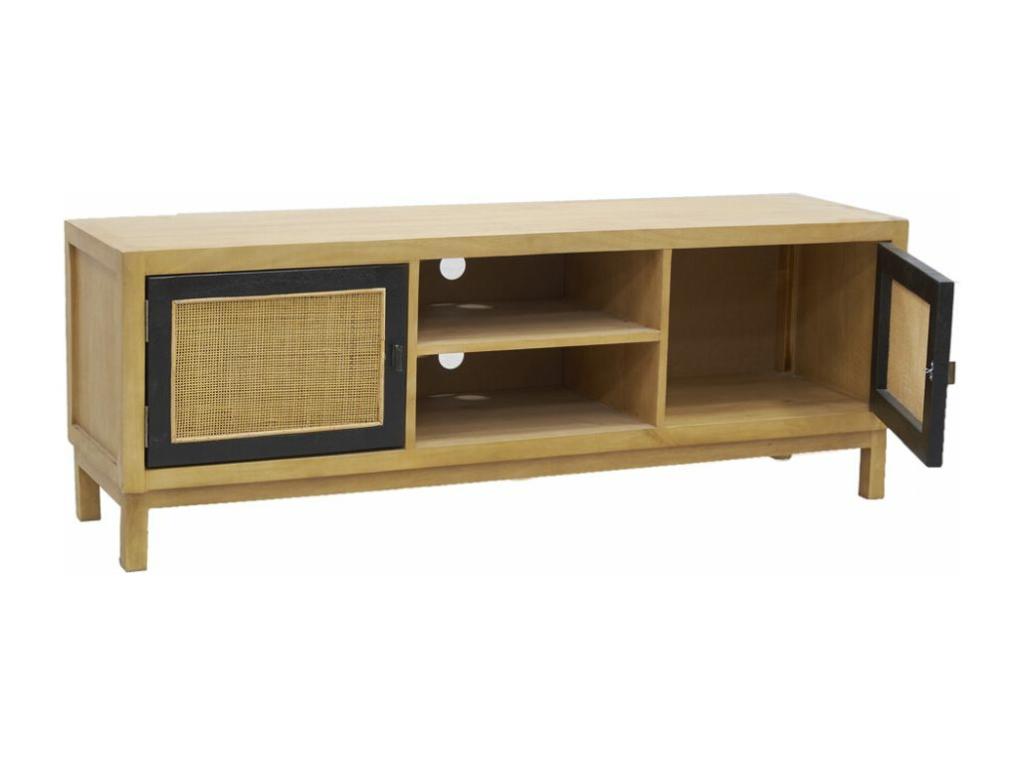 Mango wood and cane TV stand 74351JQBN