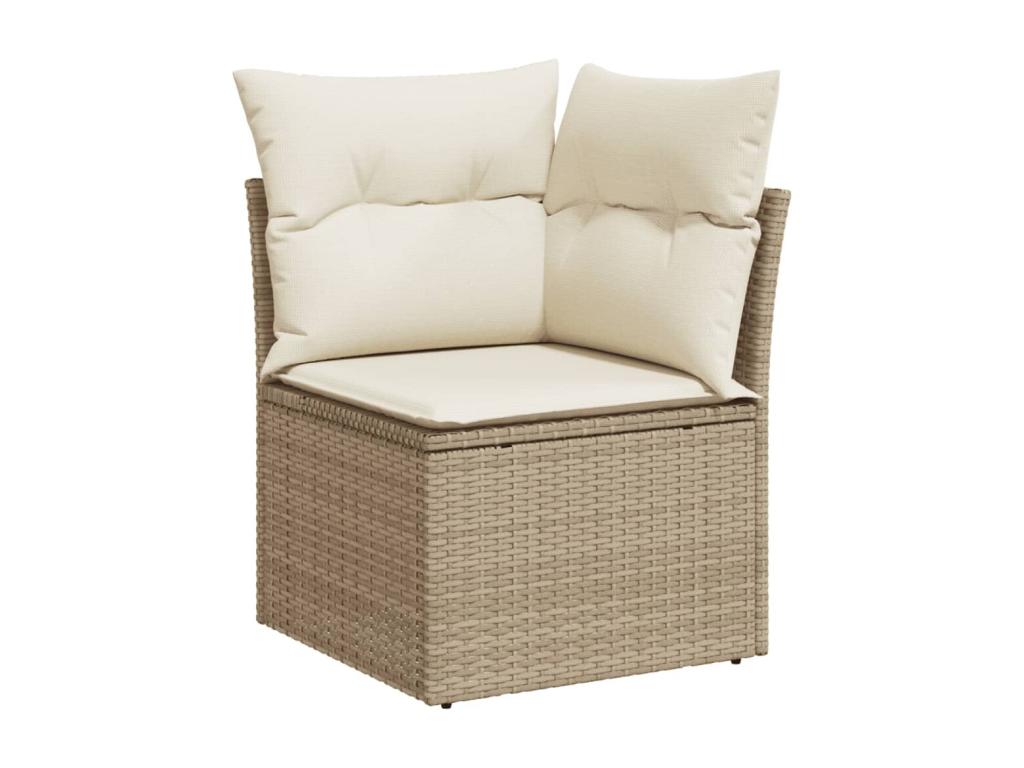10-piece garden furniture set with cushions, beige woven resin 02505CFUP
