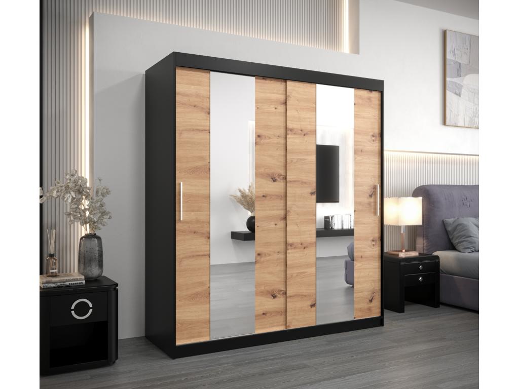 Artvivrestore Sliding Door Wardrobe 200/180/62 2 Doors Black/Artvivrestore 22691PEXD