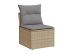 8-piece garden furniture set with cushions, beige woven resin, 81403LKAX
