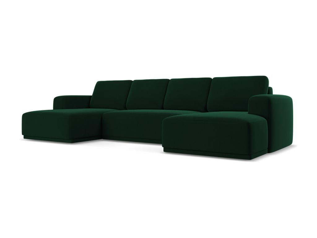 Panoramic convertible corner sofa in velvet - bottle green - Calmetop 37725RXXJ
