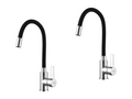Flexible Kitchen Faucet with High Swivel Spout, Brass Memory Foam Mixer Tap, Hot/Cold Water, Black, 2-Pack, EU Model 66743QPZL