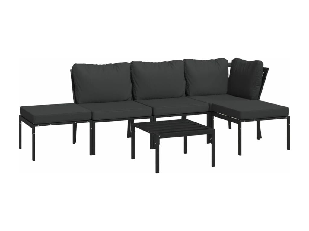 6-piece garden furniture set with cushions, steel grey 80724DVKO
