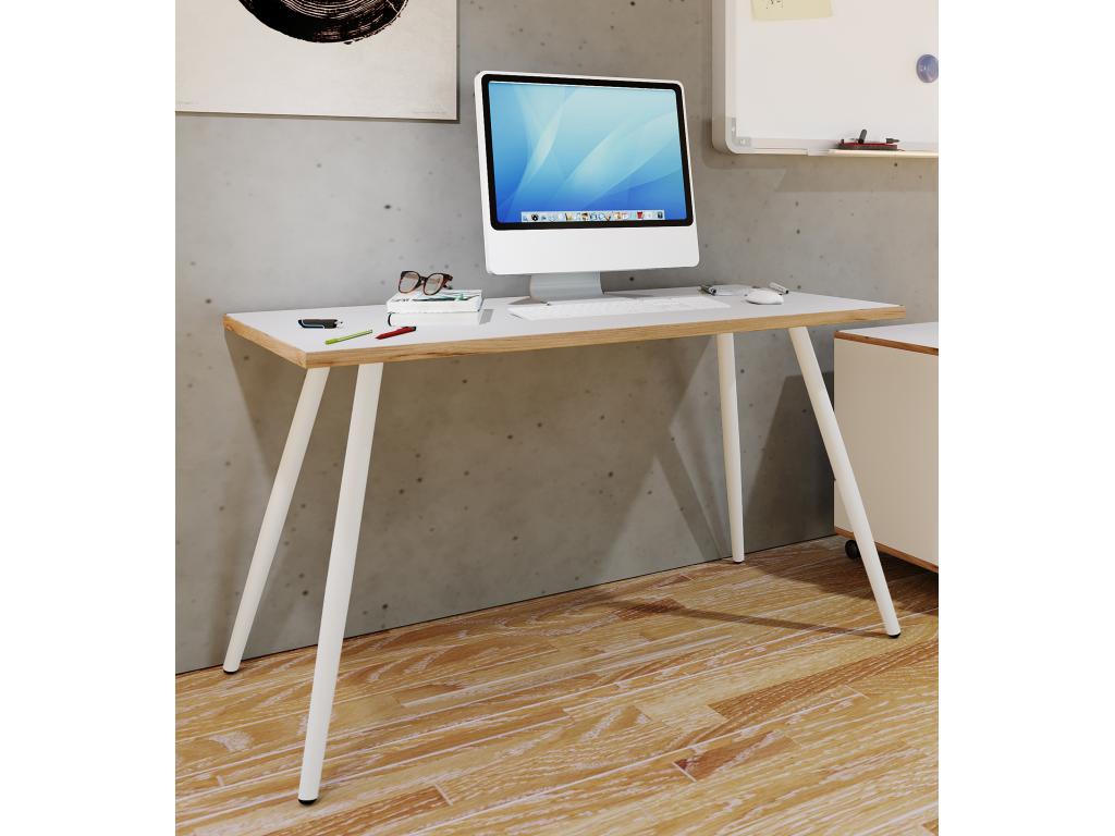 Calmetop Desk, Computer Table, Scandinavian Retro Look, 110x50 cm, White / White 43319GNLT