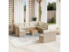 12-piece garden furniture set with cushions, beige woven resin, 14838XOBB