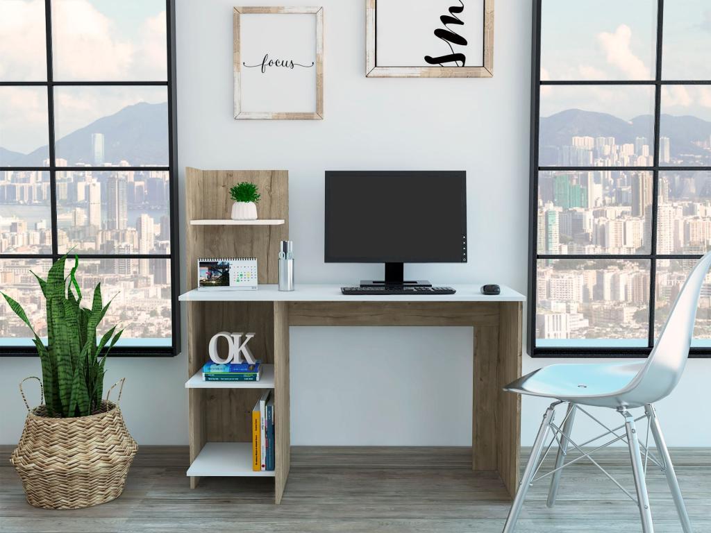 Artvivrestore 120 Desk with Shelf 119.88 cm x 119.88 cm x 44.95 cm Artvivrestore / White 96427CKGK
