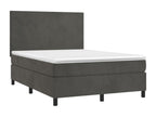 Upholstered bed base and mattress, Dark Grey, 140x200cm, Velvet, 26000HOPE