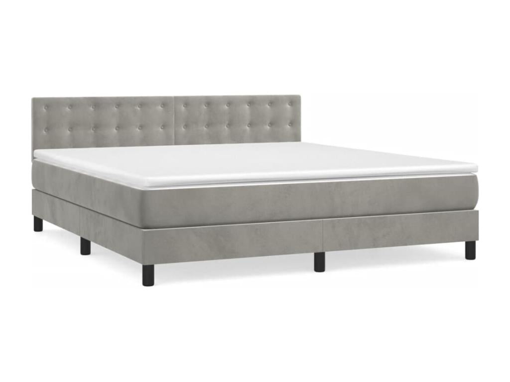 Maisonpuretop bed base and mattress, light grey, 180x200cm, velvet, 98918TGCI