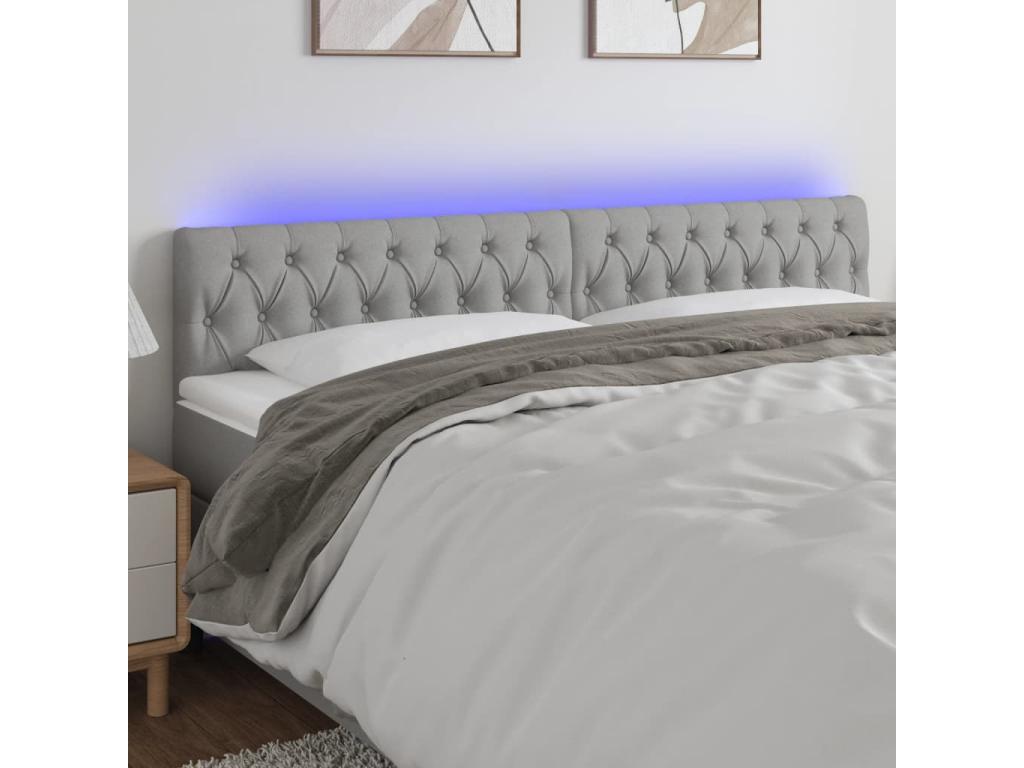 Light Grey LED Headboard 180x7x78/88 cm Fabric 27258MTMN